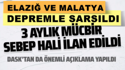 Elazığ ve Malatya için 3 aylık mücbir sebep hali ilan edildi