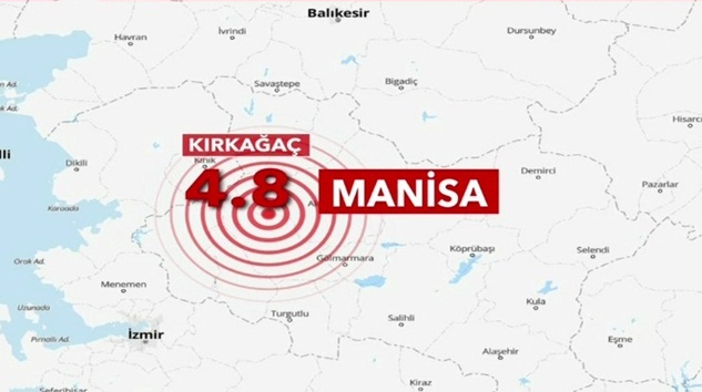  Manisa’nın Kırağaç ilçesinde 4.8 büyüklüğünde deprem meydana geldi