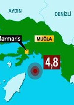 Muğla’nın Marmaris ilçesi açıklarında 5.4 büyüklüğünde deprem oldu