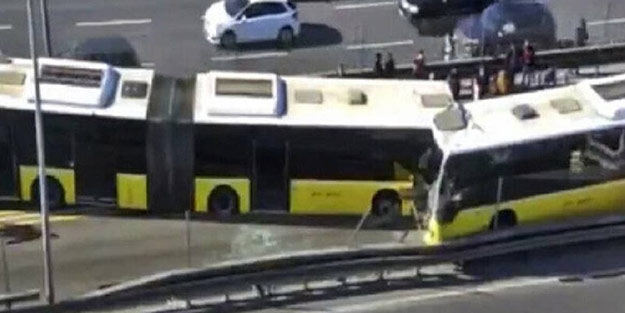  İstanbul’da şok kaza! Metrobüsler kafa kafaya çarpıştı