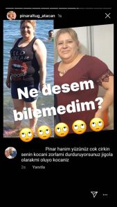 ‘Jigolo” ifadesini kullanan kadın takipçisine sert yanıt veren Altuğ, Instagram hesabının hikayeler bölümünden, kullanıcının fotoğraflarını paylaştı ve “Ne desem bilemedim” yazdı…