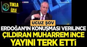 Erdoğan’ın konuşması verilince çıldıran Muharrem İnce yayını terk etti