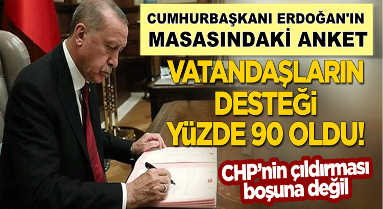  Erdoğan’ın masasındaki anket: Vatandaşın desteği yüzde 90 oldu!