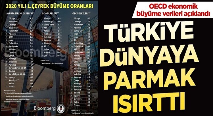  OECD Raporlarına göre Türkiye büyümede Liderlik koltuğunda