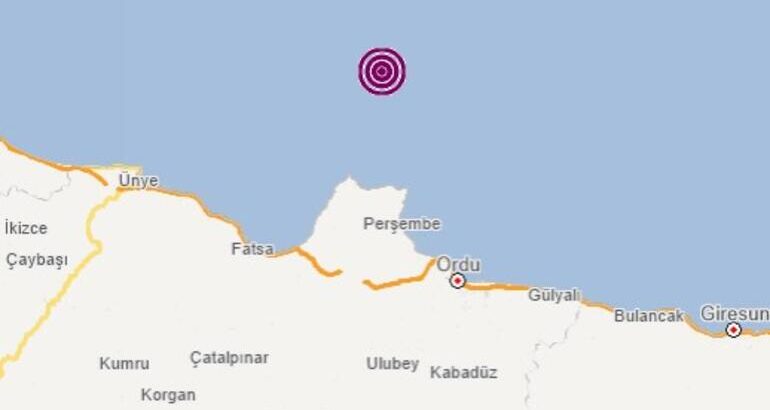  Ordu’nun Perşembe açıklarında 3.5 büyüklüğünde deprem meydana geldi