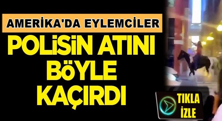  Amerika’da olaylarda bir eylemci polisin atını böyle kaçırdı !