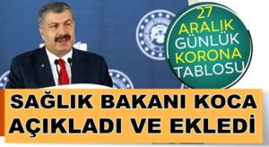 Koronavirüs 27 Aralık tablosunu Sağlık Bakanı Fahrettin Koca duyurdu