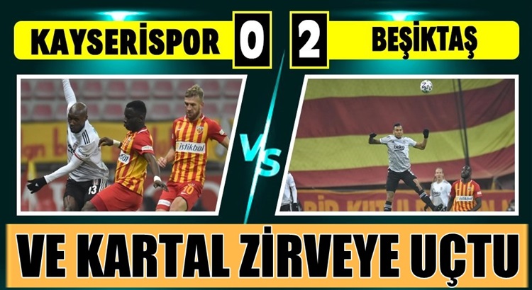  Beşiktaş Kayserispor’u deplasmanda 2 golle geçerek liderliğe yerleşti