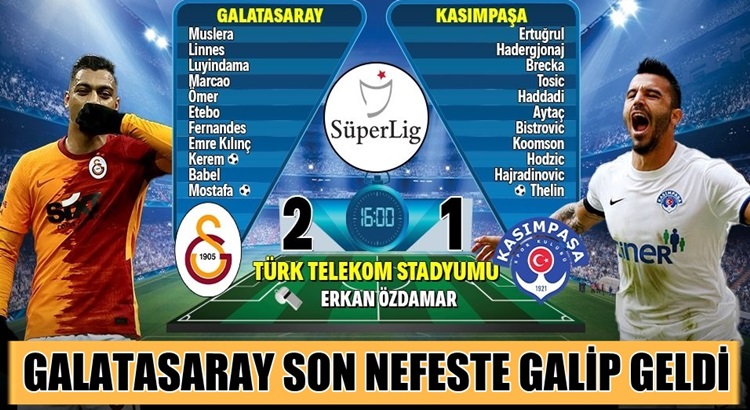  Galatasaray Kasımpaşa’yı son dakikalarda geçmeyi bildi