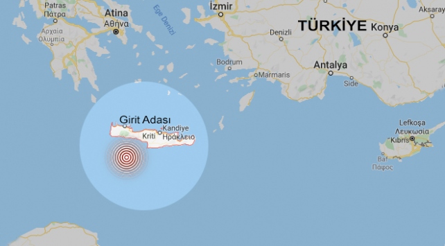  Ege’de Girit Adası açıklarında 4.7 büyüklüğünde deprem meydana geldi