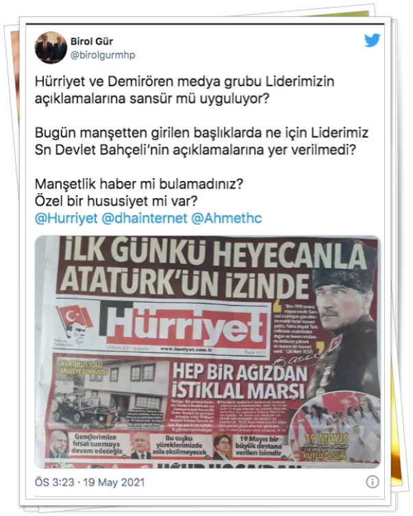 "Hürriyet ve Demirören medya grubu Liderimizin açıklamalarına sansür mü uyguluyor?