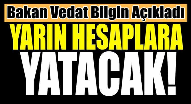  Bakan Vedat Bilgin açıkladı o paralar yarın hesaplara yatırılacak