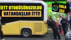 İstanbul Fatih’te İETT Otobüsü bozuldu vatandaşlar itekledi